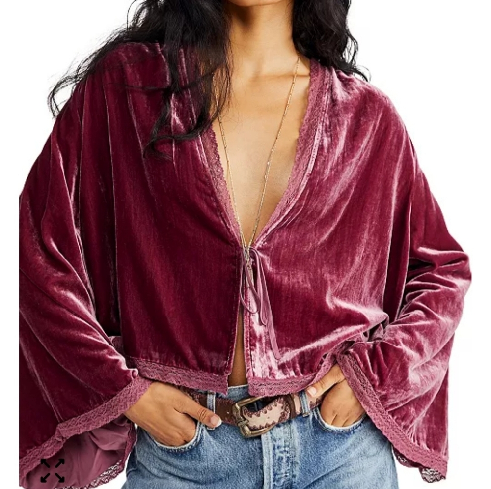 Free people cropped velvet jacket Sz S